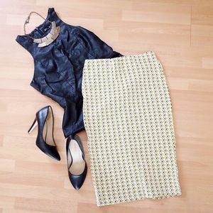 NWOT Zara Jacquard Diamond Tube Pencil Skirt